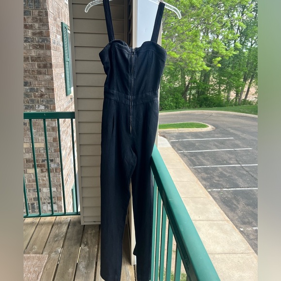 🆕 Free People Black Linen Wide-Leg Blend with Open Back Jumpsuit Size S - Picture 3 of 14